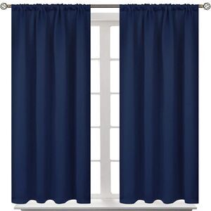 Rod Pocket Blackout Curtains Navy Blue 45” L x 42” W-2 panels